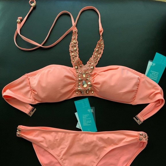 Beaded Coral Bikini - Picture 1 of 2